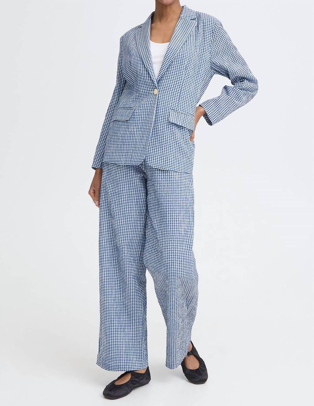 NEW ICHI ihjilma blazer in blue check